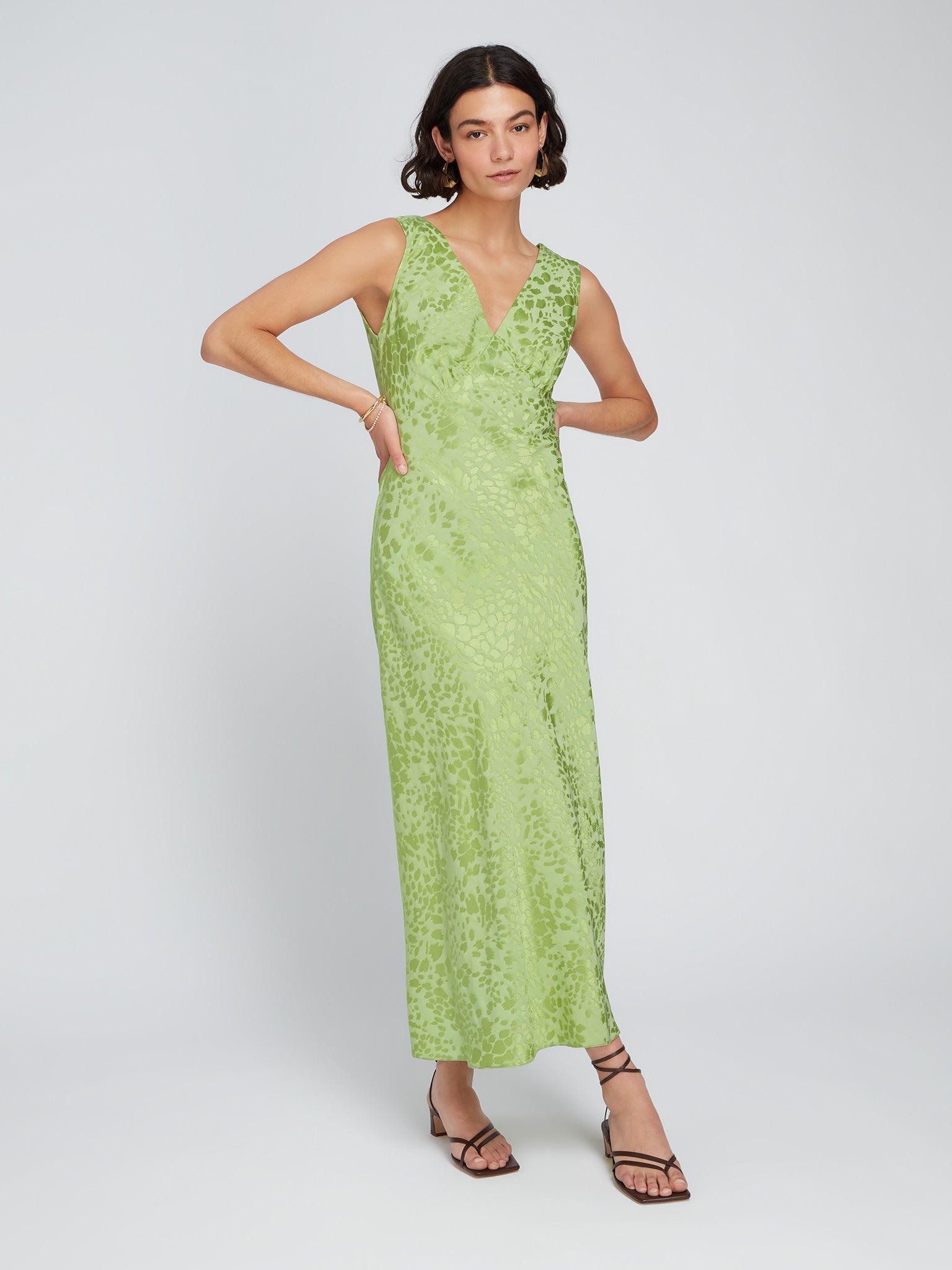 Iris Midi Slip Dress in Pistachio Green | OMNES | Dresses | Occasion wear |  Sustainable & Affordable Clothing | Shop Women's Fashion