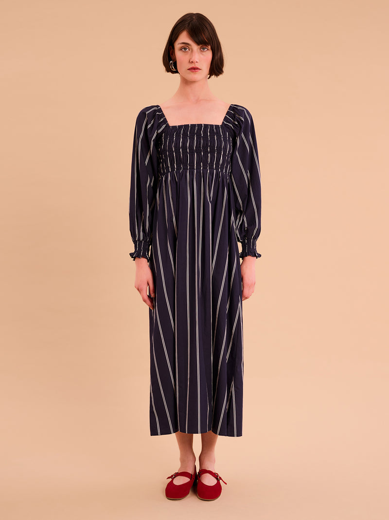 Amaryllis Dress in Blue Stripe