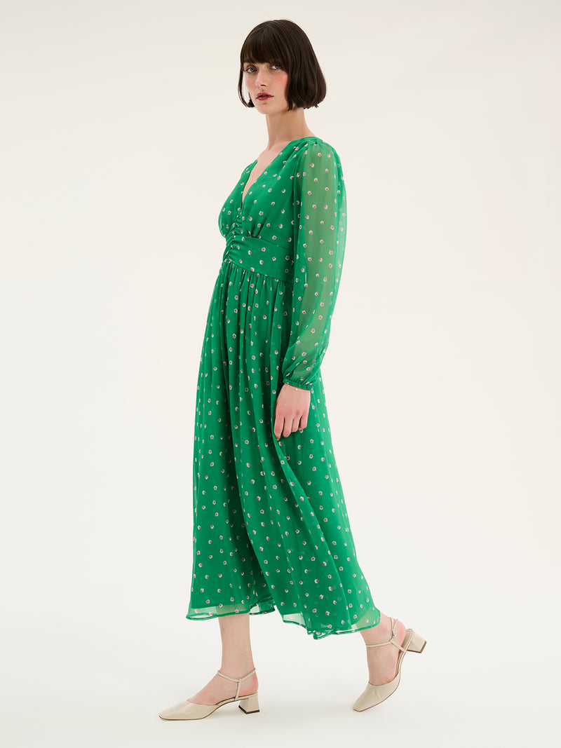 Gabriella Dress in Green Mini Shape Print