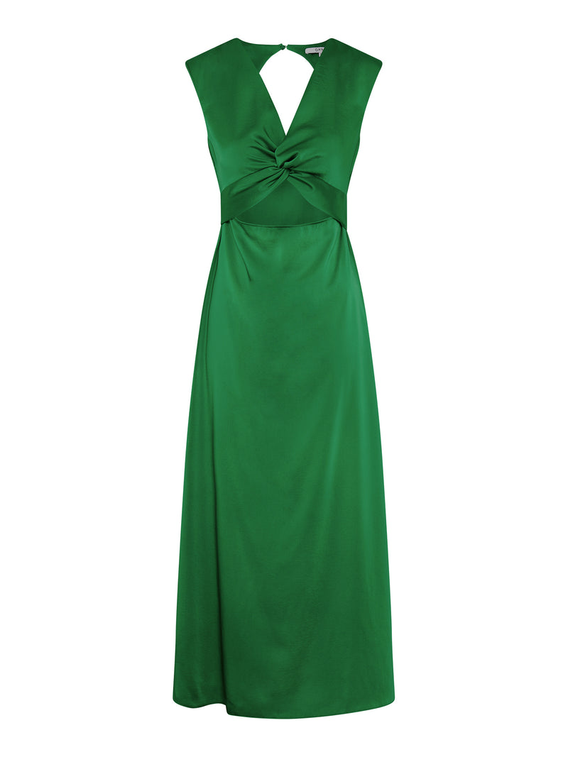 Marin Twist Front Dress in Emerald Green