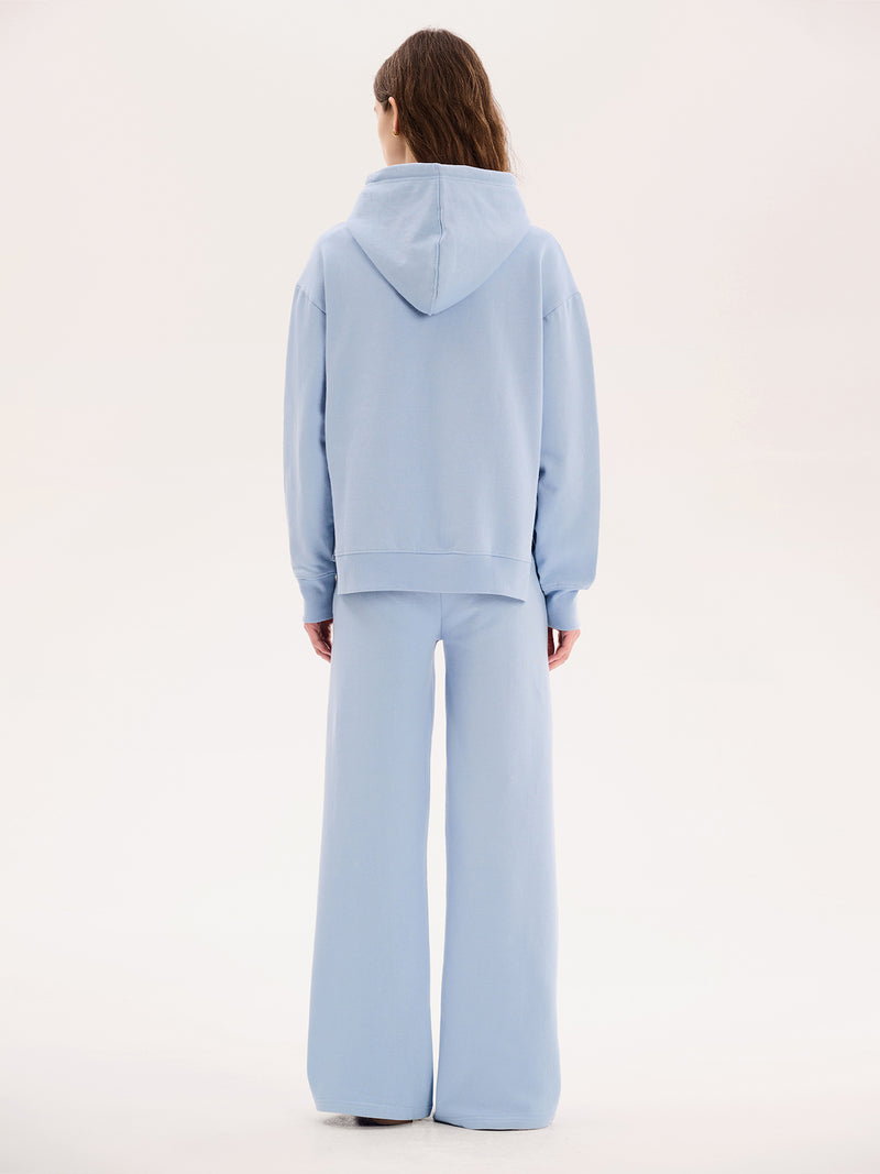 Tie Pullover Hoodie in Light Blue