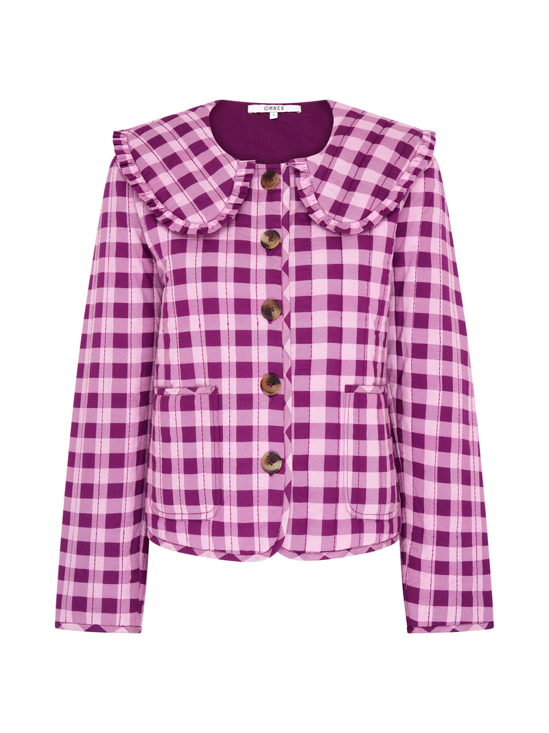 Peggy Quilted Jacket in Pink Gingham