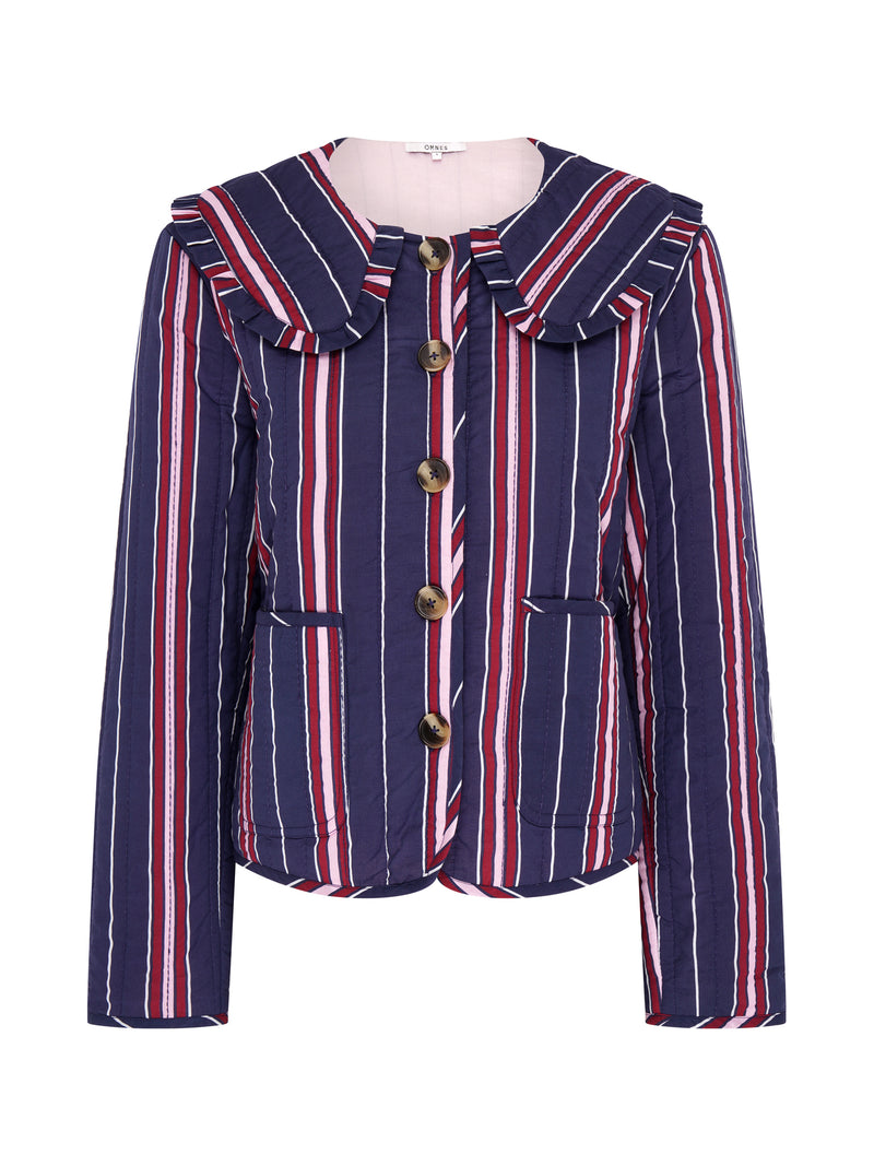 Peggy Quilted Jacket in Navy Stripe