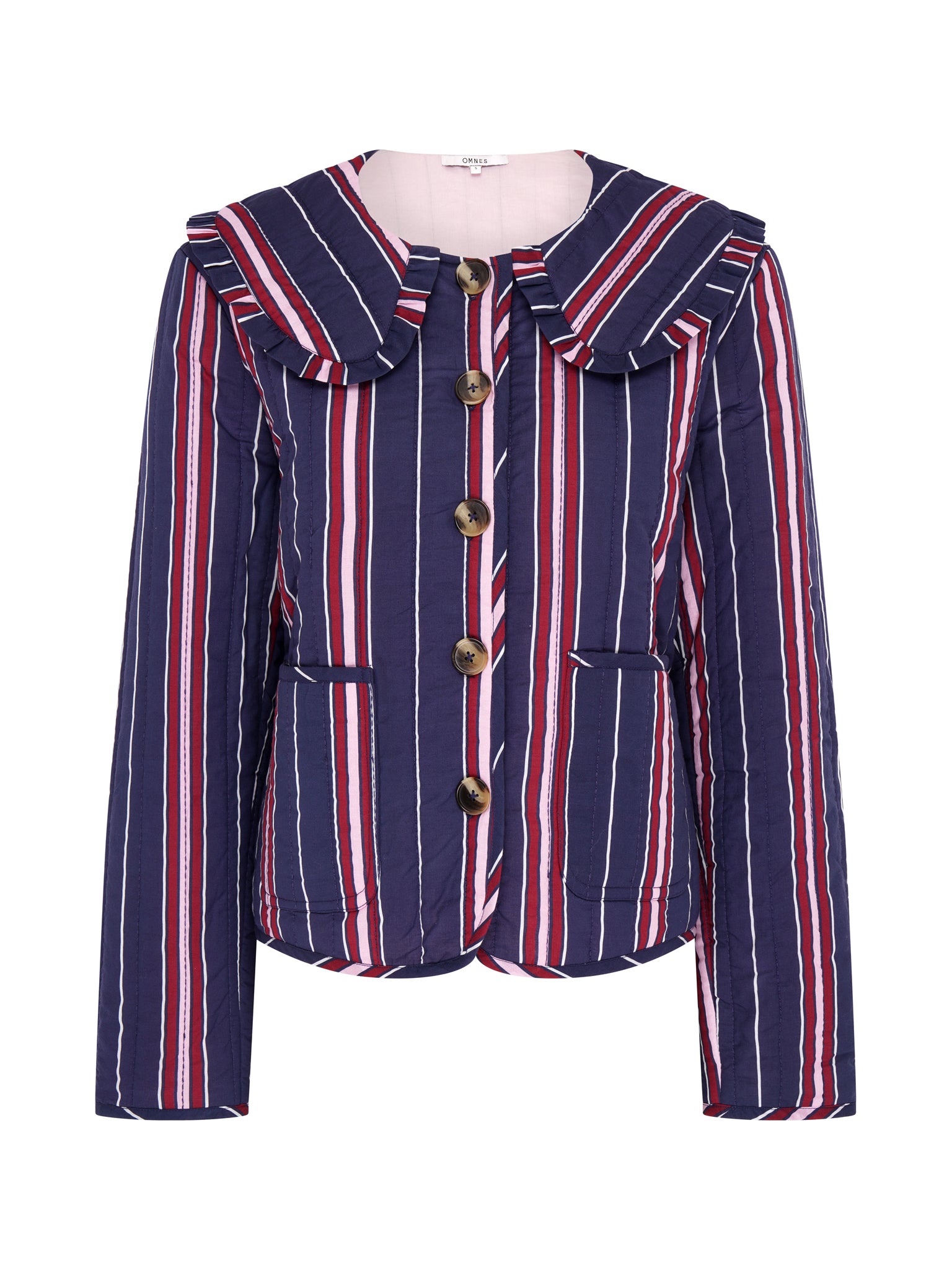 Peggy Quilted Jacket in Navy Stripe