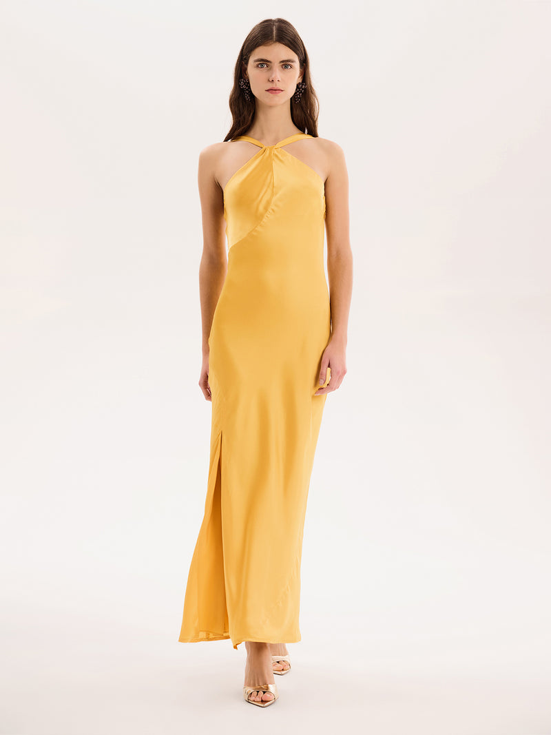 Alessia Dress in Egg Yolk Yellow