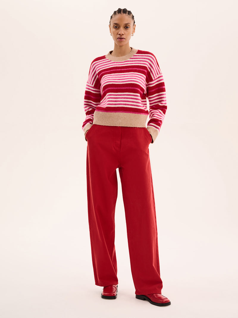 Clementine Stripe Jumper in Pink and Red