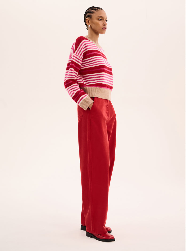 Clementine Stripe Jumper in Pink and Red