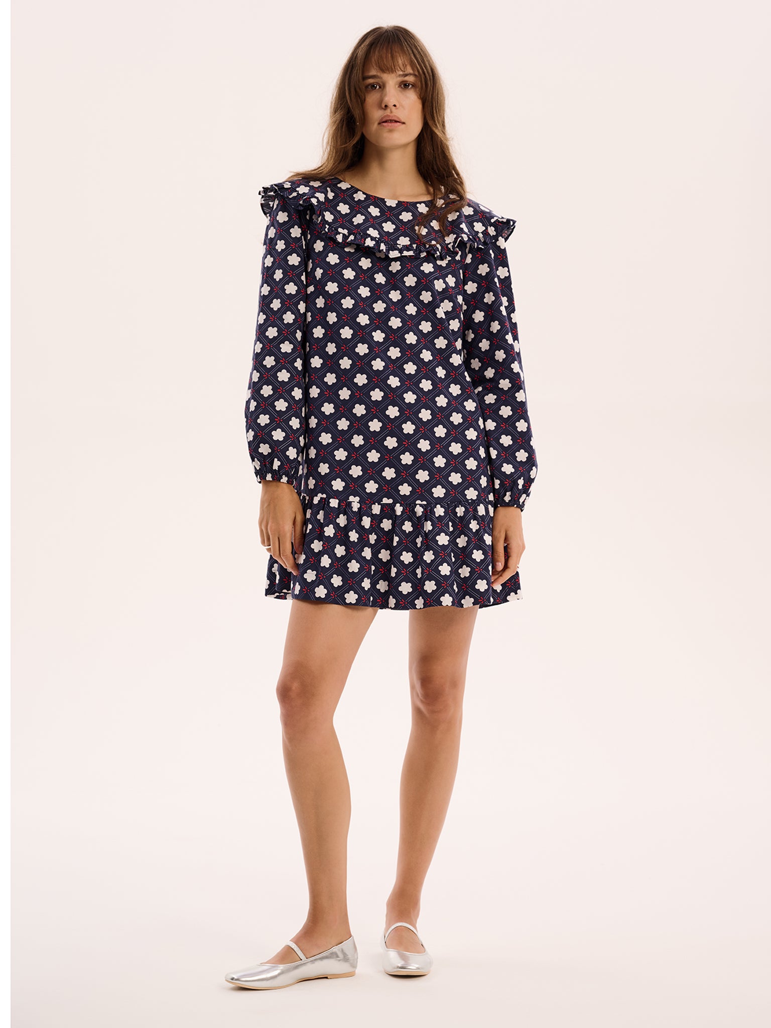 Emili Mini Dress in Navy Print