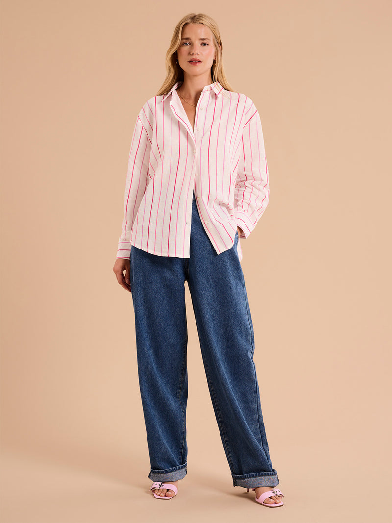 Evie Linen Stripe Oversized Shirt