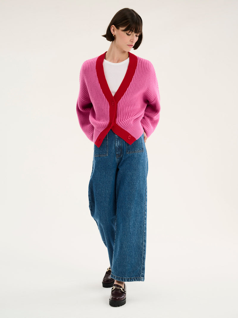 Hopper Cardigan in Pink and Red