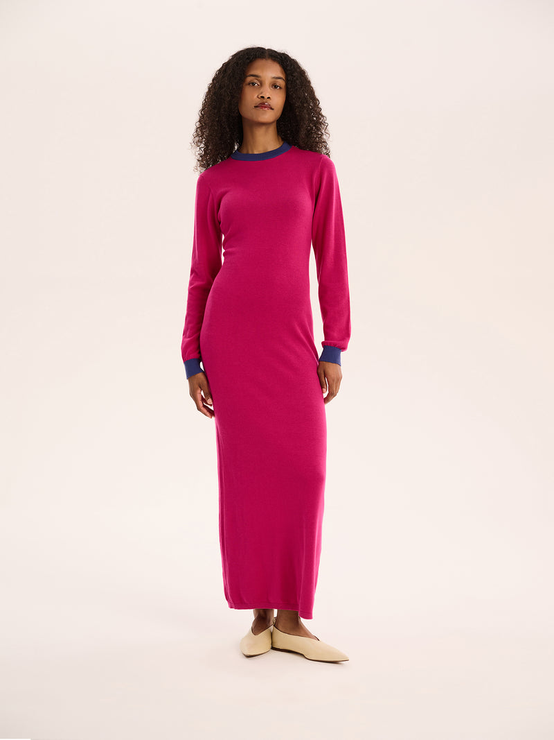 Janelle Colour Block Dress in Magenta