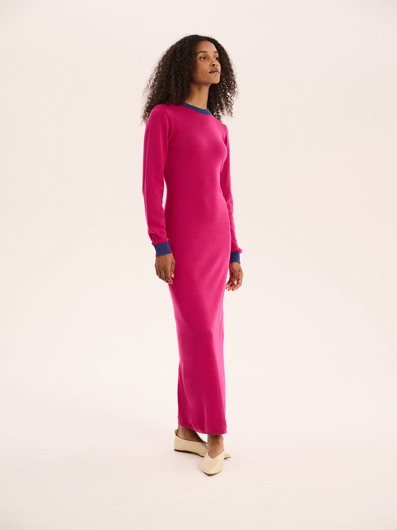 Janelle Colour Block Dress in Magenta