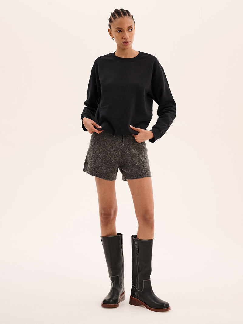 Kayleigh Knit Shorts in Grey Marl