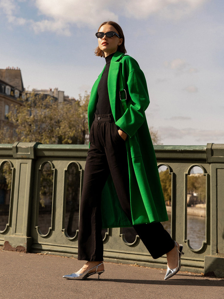 Leighton Double Breasted Coat in Green OMNES