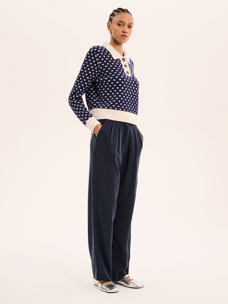 Loren Mini Heart Jumper in Navy