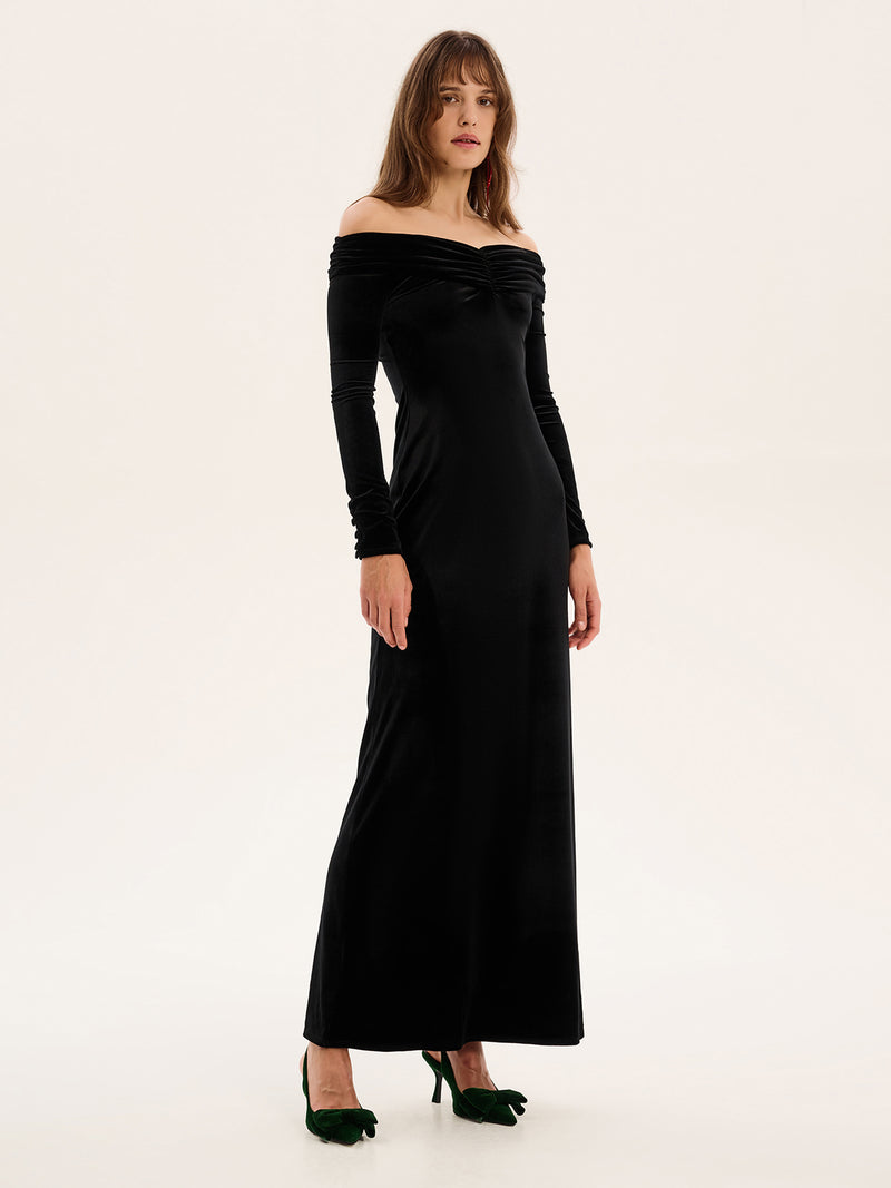 Mae Velvet Dress in Black