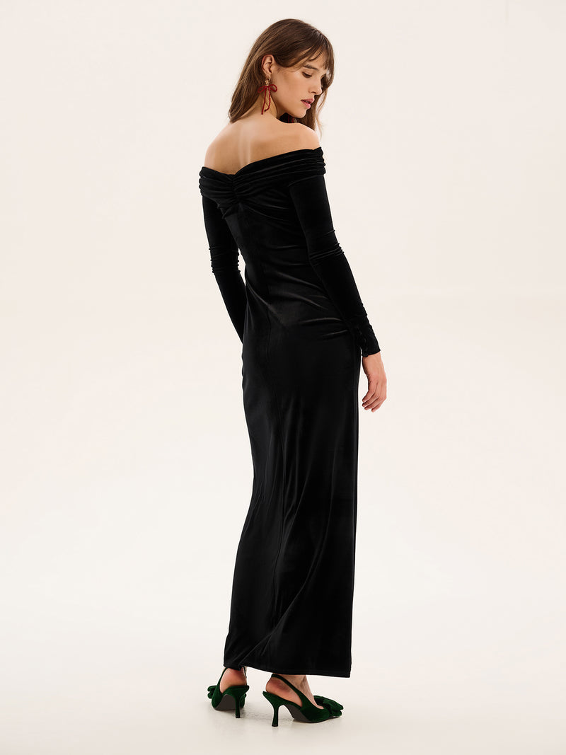 Mae Velvet Dress in Black