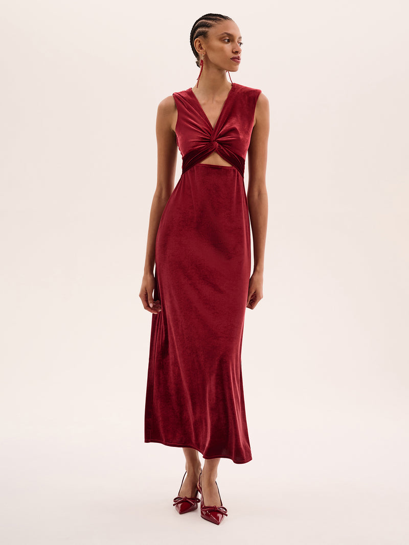 Marin Velvet Dress in Red