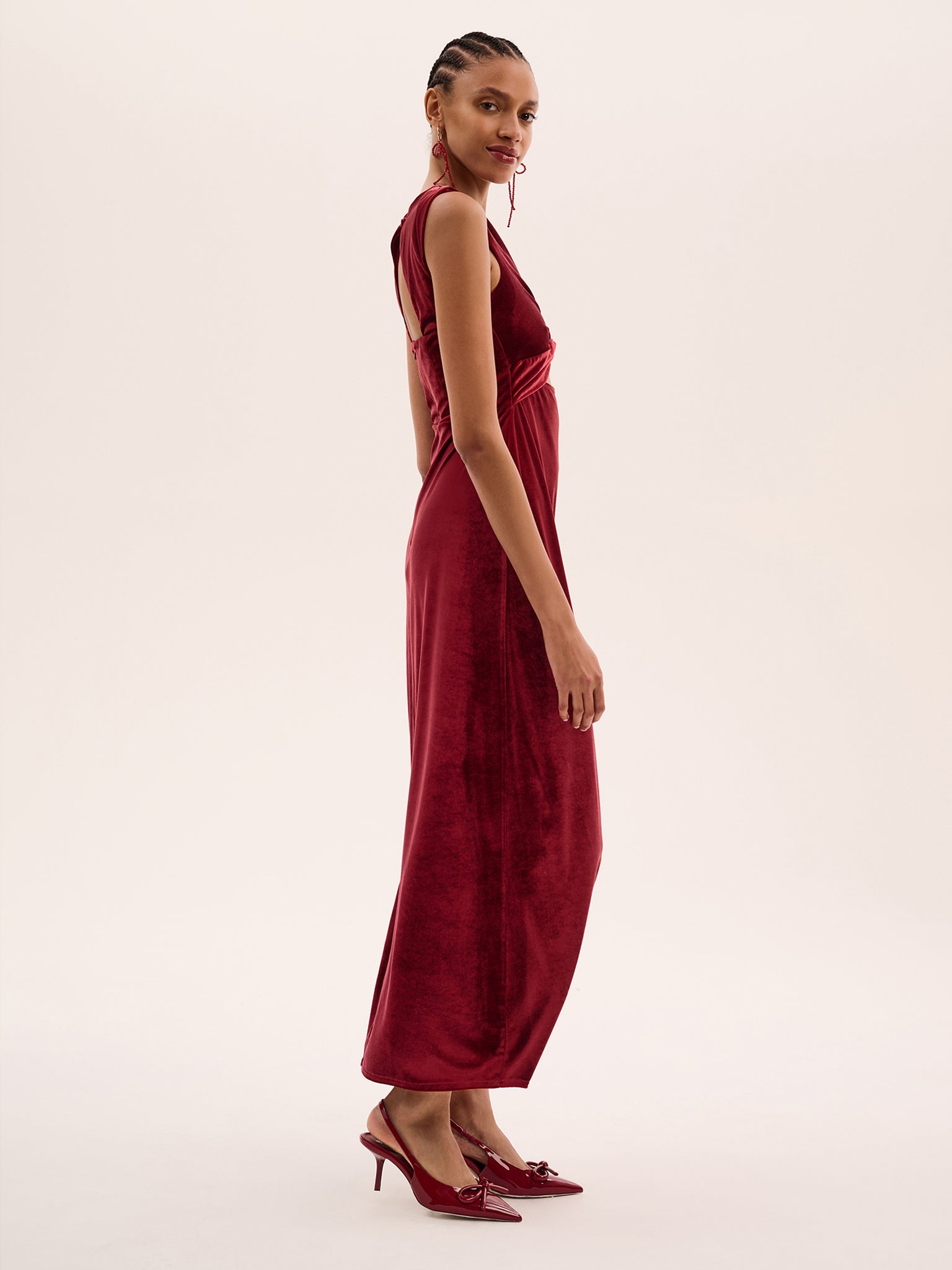 Marin Velvet Dress in Red