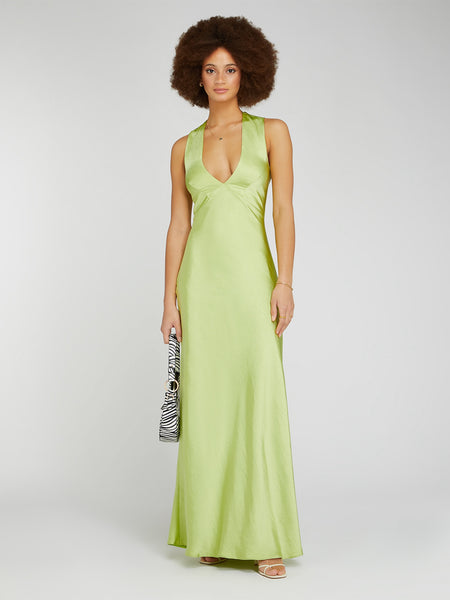 Nova Tie Back Dress in Lime Green OMNES Dresses Occasionwear Sustainable Affordable Clothing Shop Women s Fashion