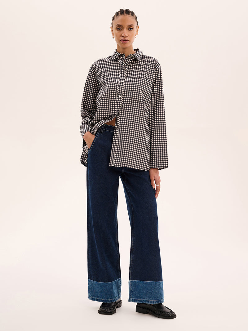 Nala Check Tie Back Shirt in Mono