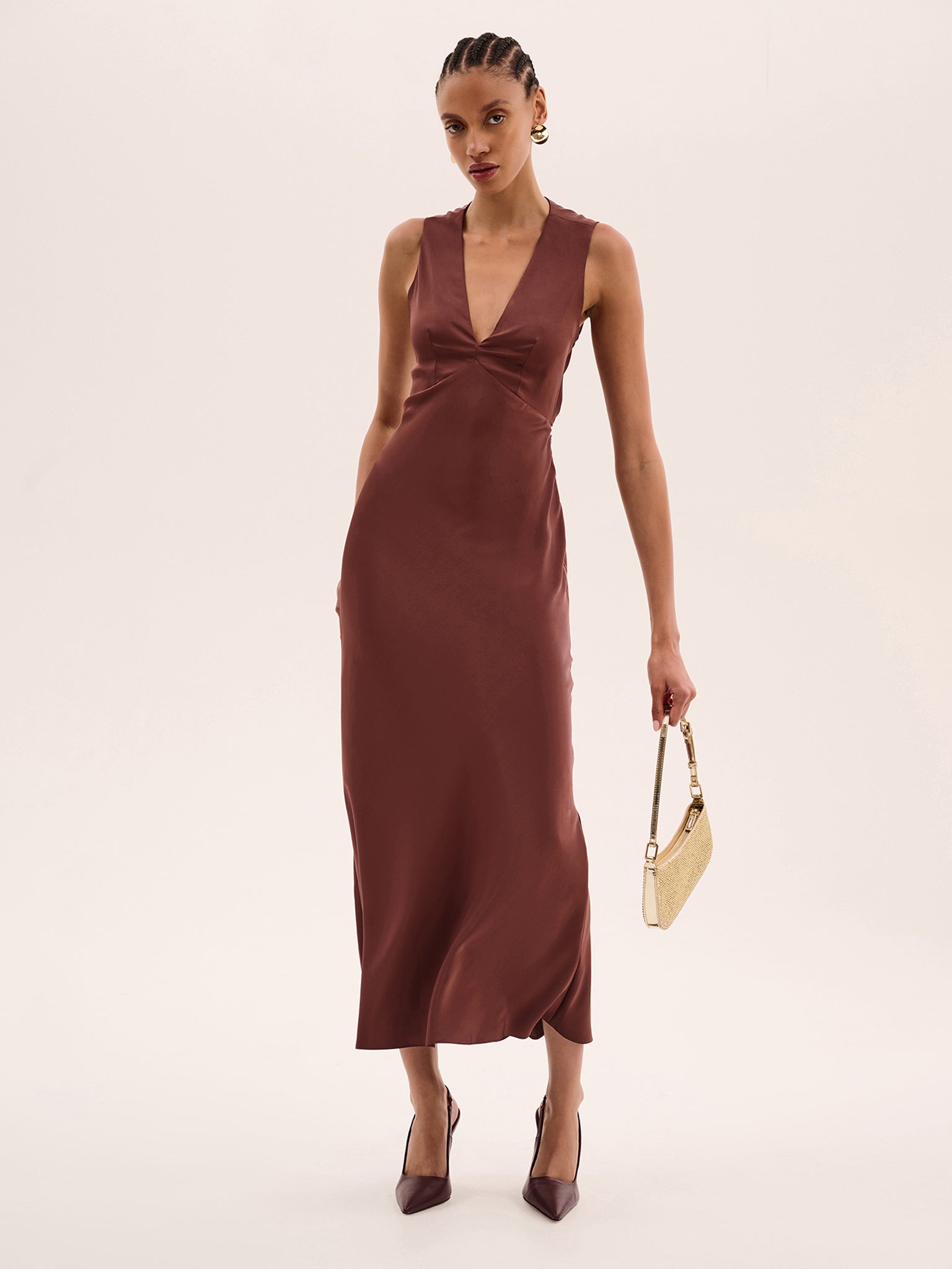 Nova Tie Back Dress in Chocolate