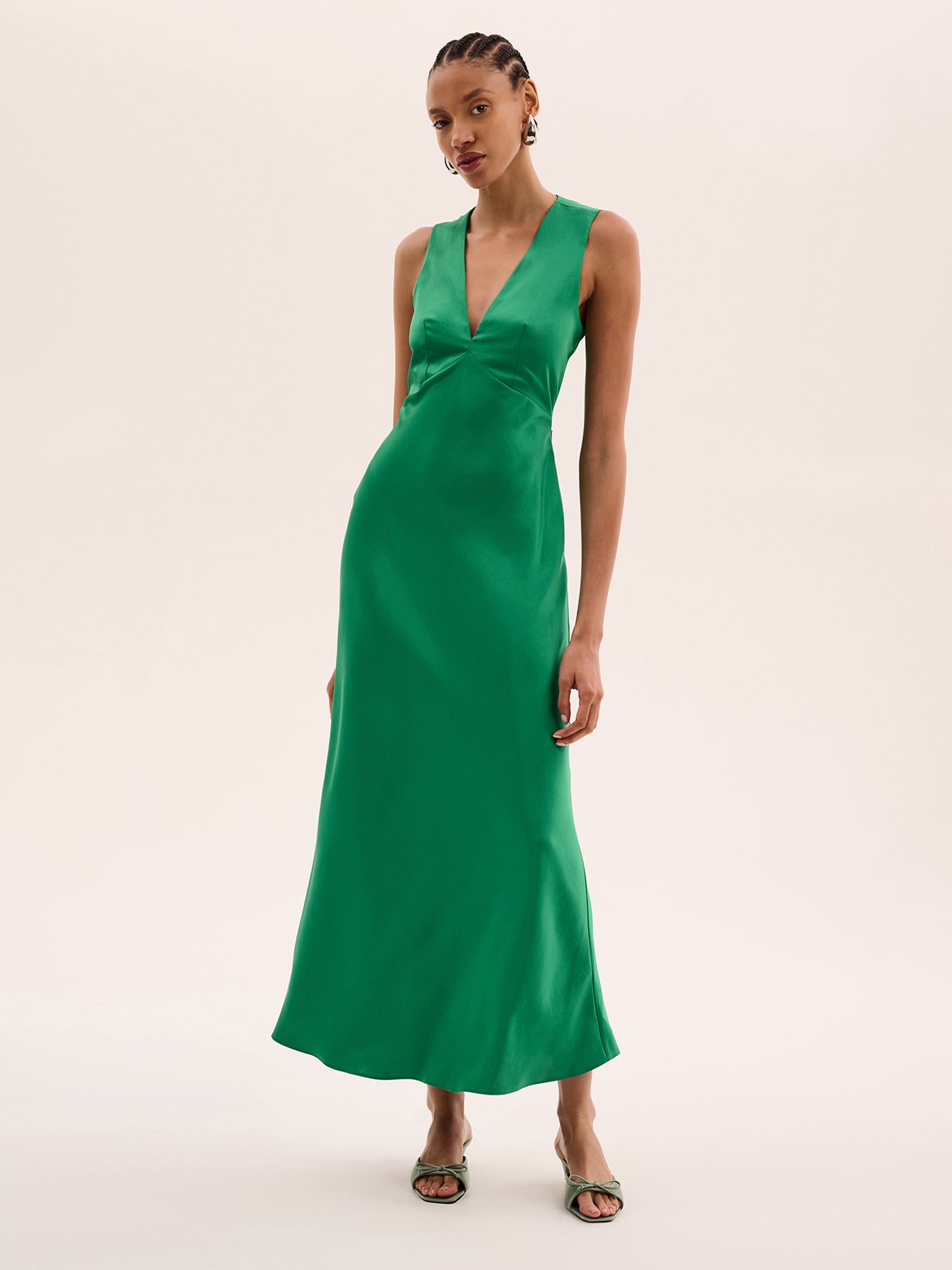 Nova Tie Back Dress in Emerald Green