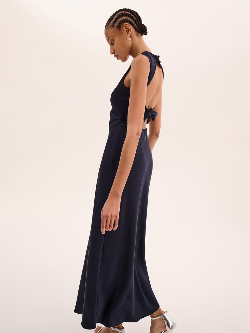 Nova Tie Back Dress in Navy