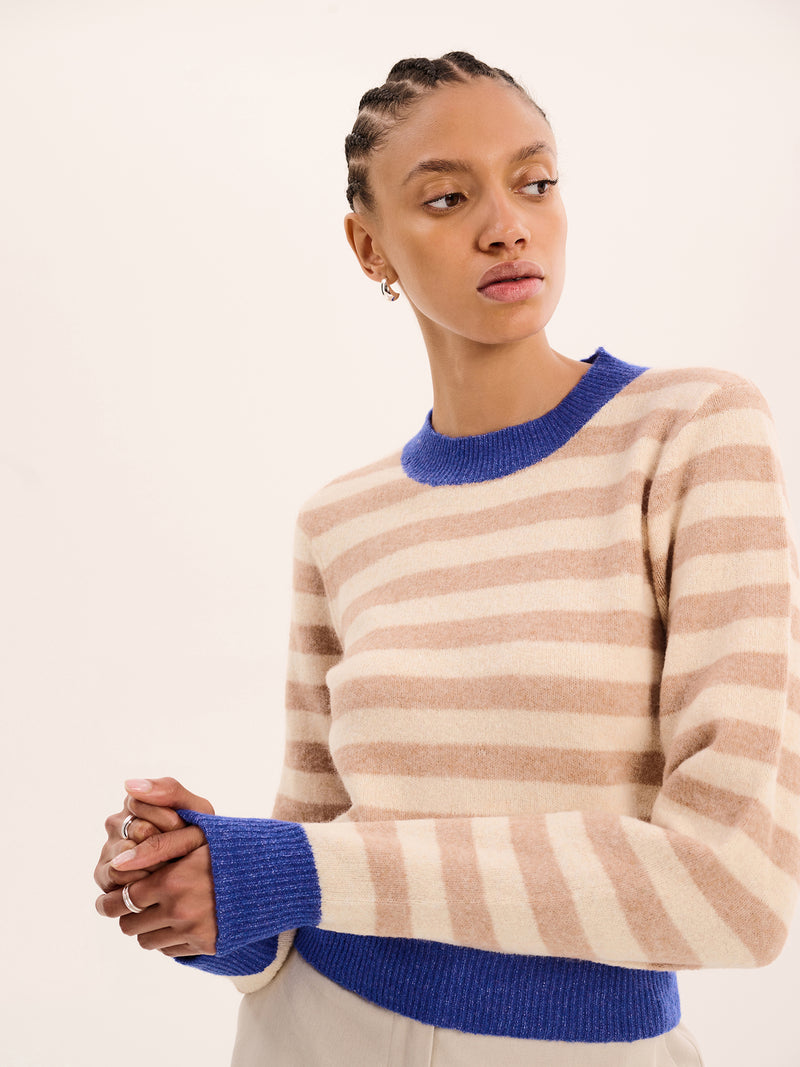 Pia Stripe Jumper in Tan