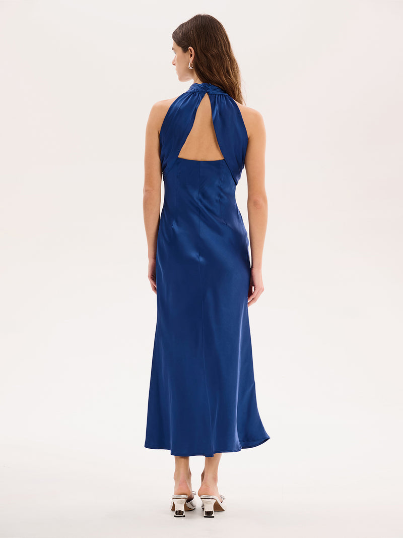 Seychelles Drape Back Detail Dress in Navy