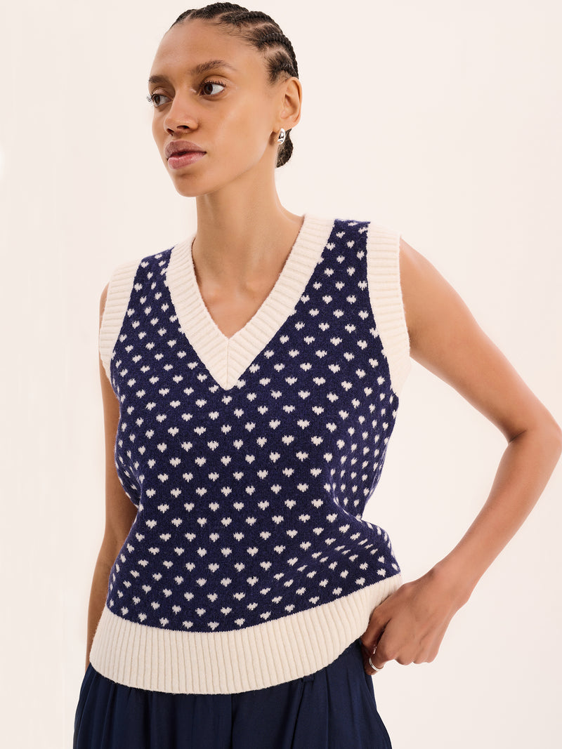 Trinny Mini Heart Vest in Navy