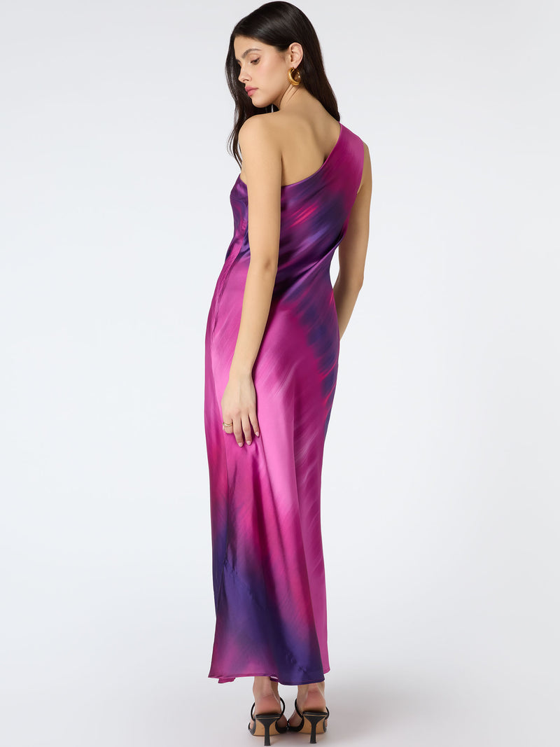 Uma One Shoulder Dress in Purple Ombré