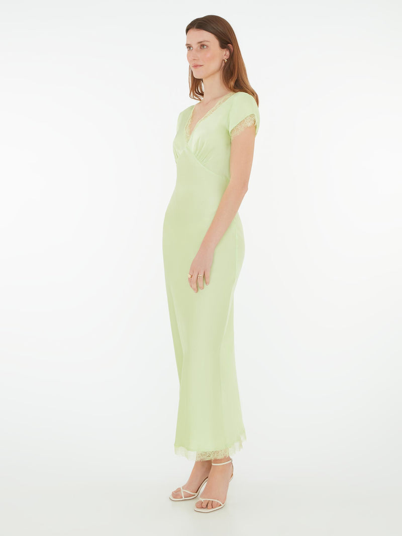 Woolf Sleeved Slip Dress in Green