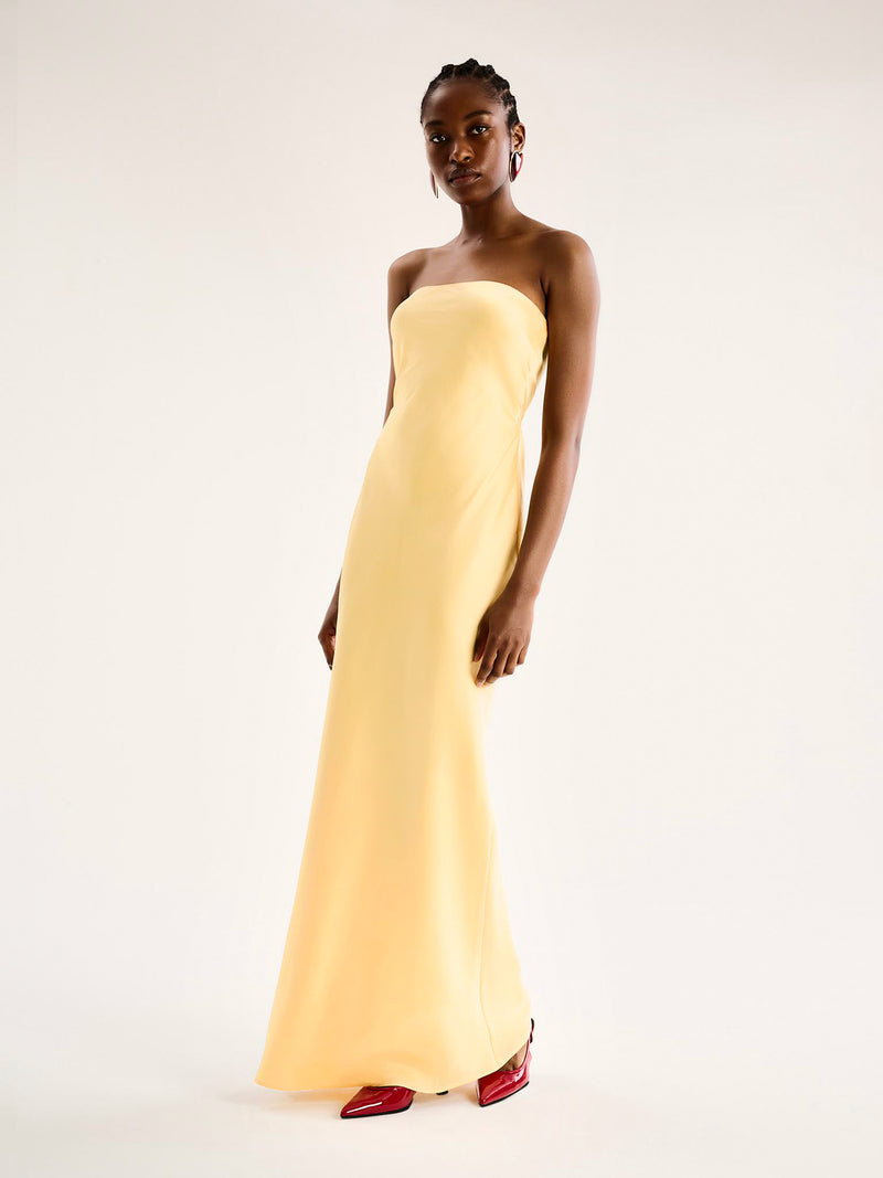 Amdra Strapless Dress in Yellow