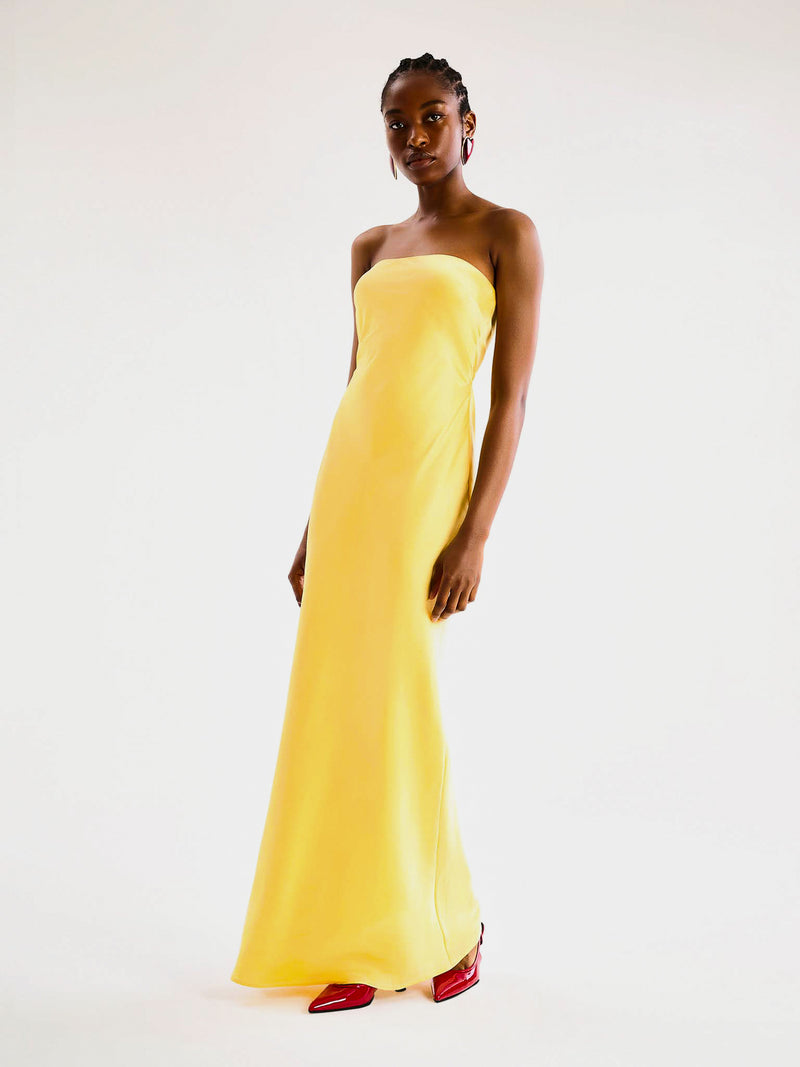 Amdra Strapless Dress in Yellow
