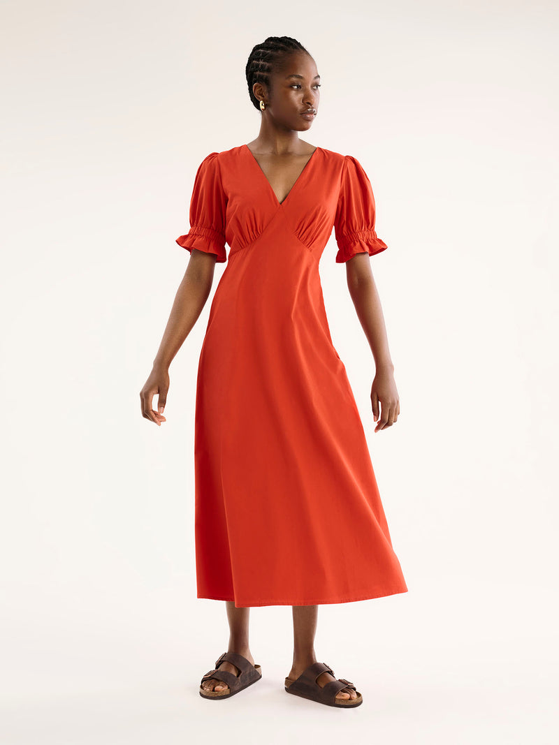 Beverly V Neck Dress in Red