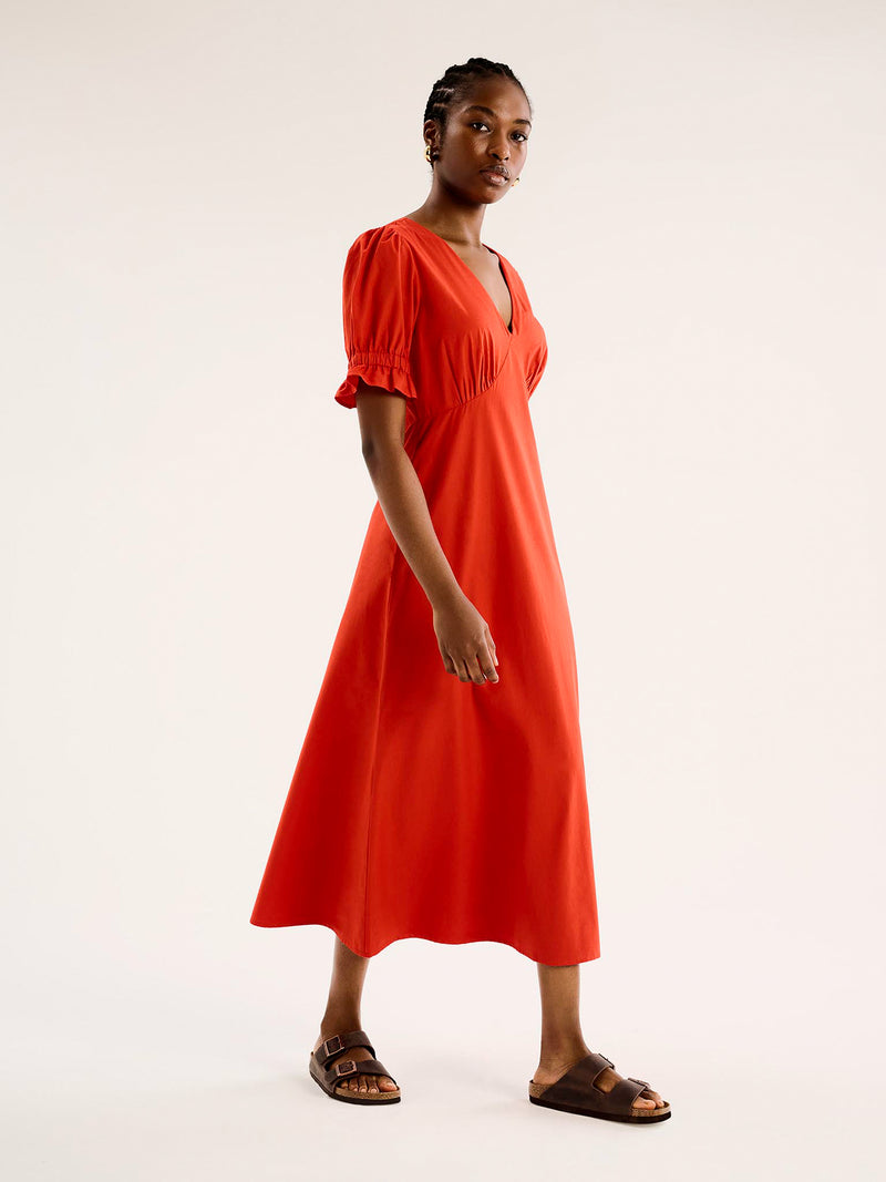 Beverly V Neck Dress in Red