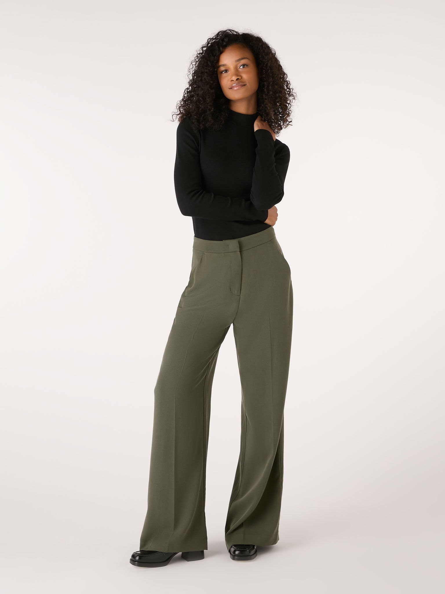 Olive straight best sale leg pants