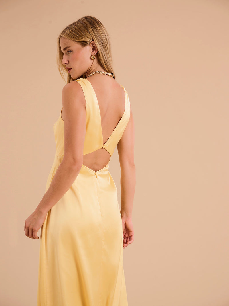 Fredricka Maxi Dress in Lemon Yellow