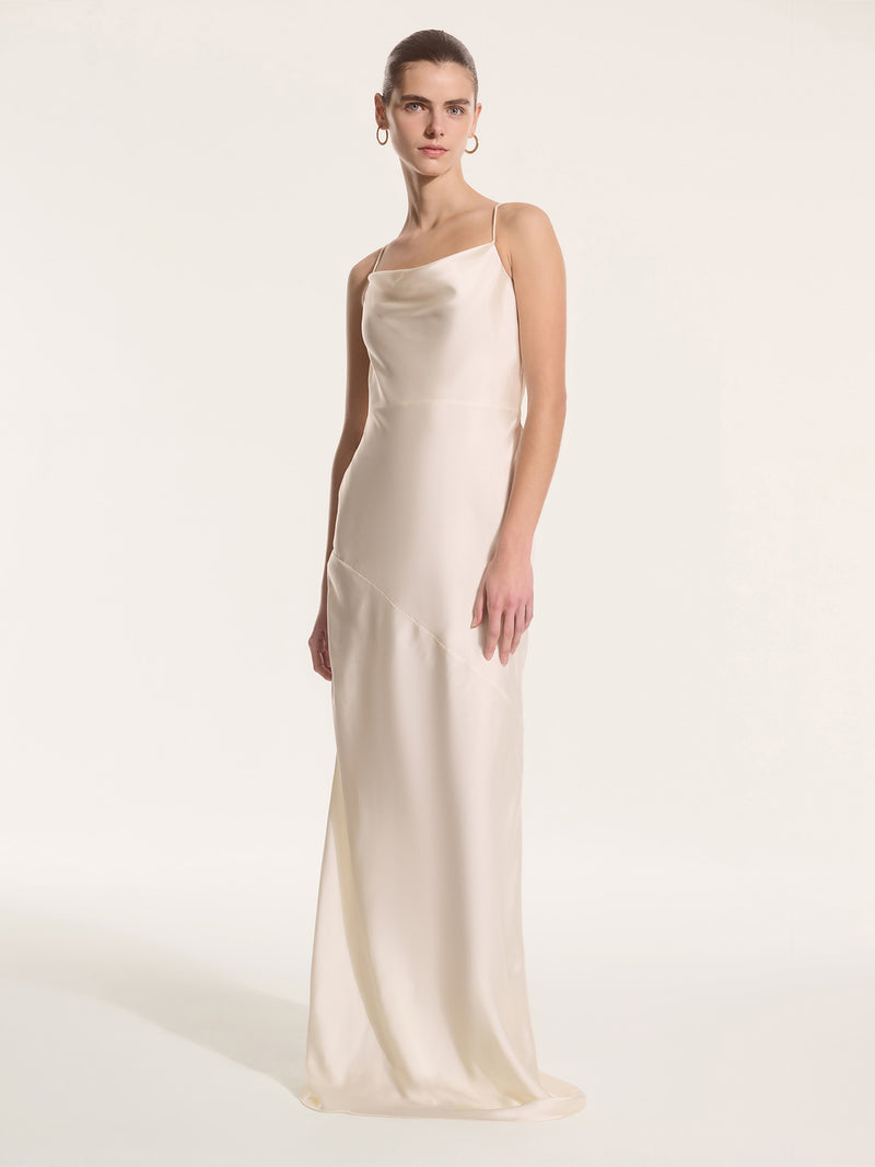 Koko Satin Dress in Ivory