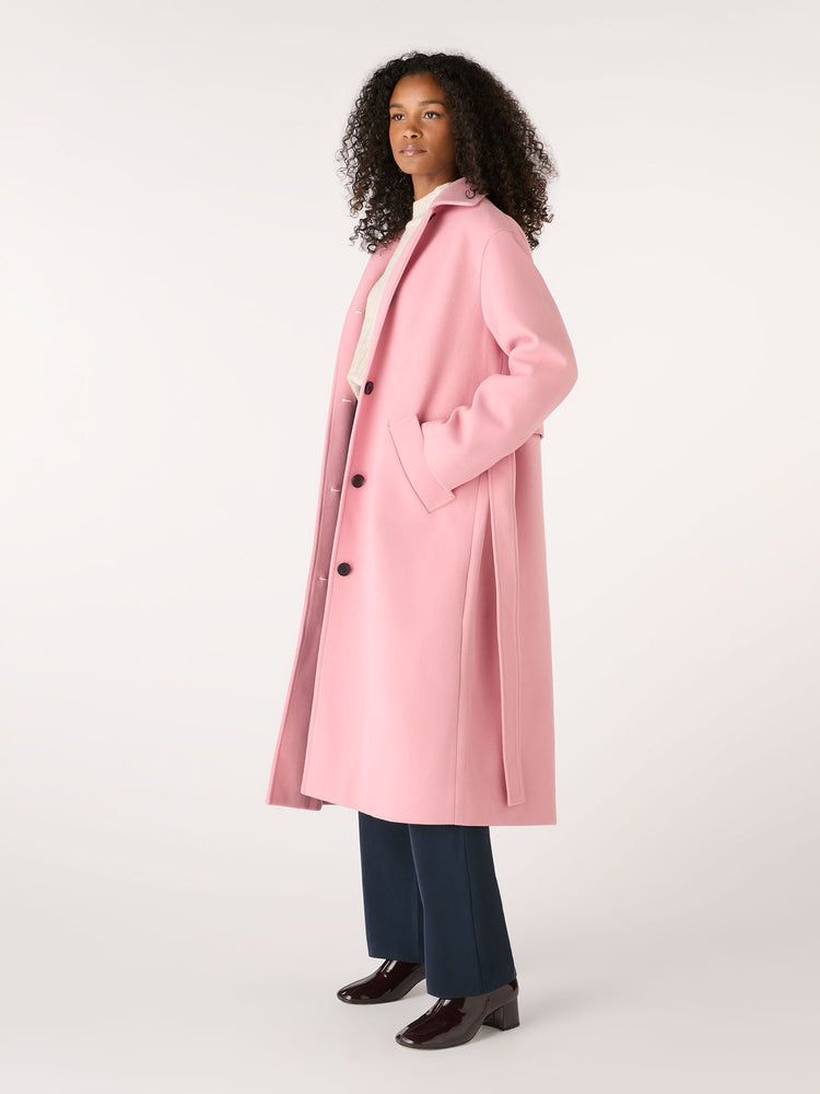 Long pink wool on sale coat