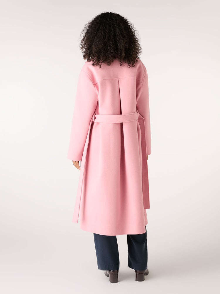 Pink belted outlet coat