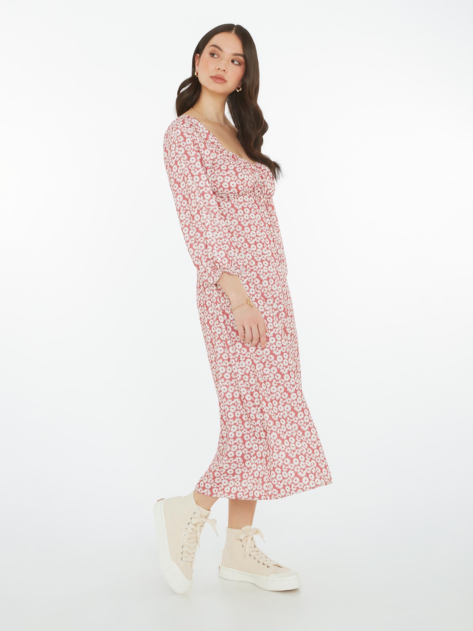 Ganni goldstone floral print crepe outlet dress