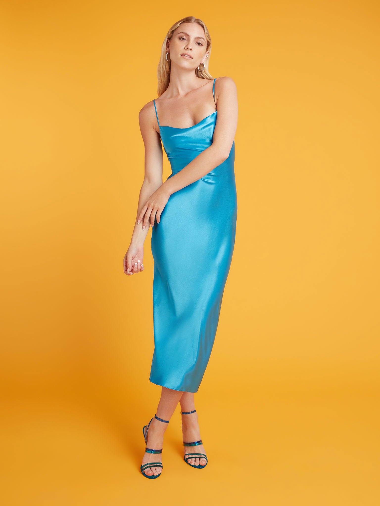 Riviera Midi Dress in Blue OMNES Dresses Sustainable